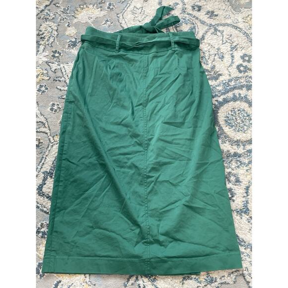 Boden Green Midi Wrap Skirt Women’s Size 8 Belted High Waist A-Line Workwear - Picture 4 of 7